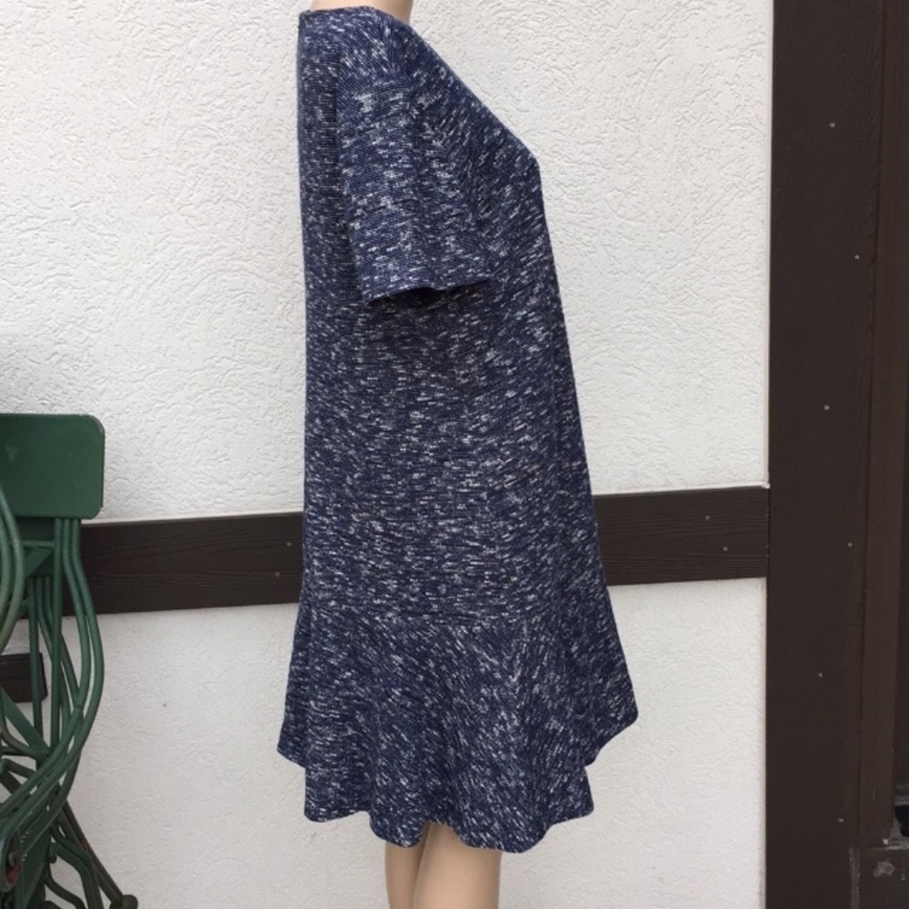 Tory Burch Spring Boho Tweed Blue White Lined Dress Church or Office Attire - Picture 4 of 5